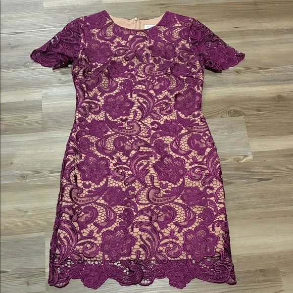 Dress The Population Anna mulberry & nude lace dress size S Cocktail Evening - Picture 2 of 9